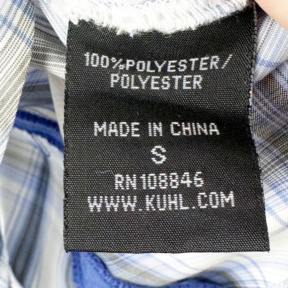 Kuhl Mountain Culture Ionik Blue and White Plaid Shirt UPF 30 - Picture 4 of 10